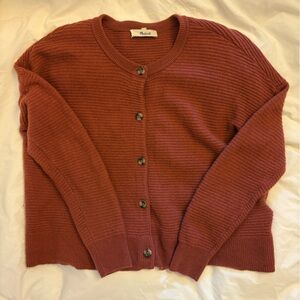 Madewell Brick Red 100% Cashmere Cardigan Sweater